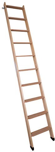 DOLLE Hochbettleiter aus Holz mit 10 Stufen Höhe bis 245 cm Breite: 40 cm inkl. Fußkappen Buche Stufen Holm Kiefer