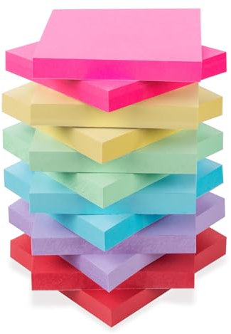 Agoer 1200pcs Haftnotizen Bunt, Klebezettel 76x76 mm Notizzettel Sticky Notes Selbstklebende zum Markieren von Seiten für Büro, Studie, Hause (6 Farbe)