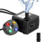 everfarel Mini pompe à eau avec 4 lumières LED 350 l/h 3,5 W, pompe à eau d'aquarium pour jardin, fontaine, rocaille, pompe à eau pour jardin, pompe submersible, hauteur de refoulement maximale 0,85 m