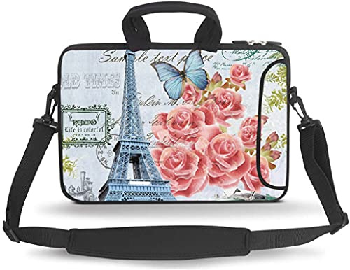 HEABPY Messenger Bag Carrying Case Sleeve with Handle Accessory Pocket Fits Laptops/Notebook/ebooks/tablet/ipad (Tower Flower, 14-15.6 inch)