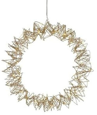 Werner Voss GmbH LED Drahtkranz Champagner 25 cm 30 Micro-LED + Timer Dekoration Beleuchtung