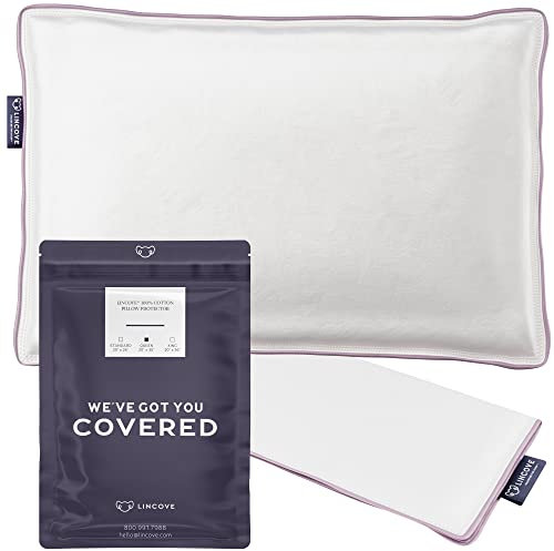 Lincove Kissenbezug aus 100 % Baumwollsatin, Milbenschutzbezug Kissen Allergiker, mit Reißverschluss, 500 Fadenzahl, luxuriöse Baumwolle, 50,8 x 76,2 cm