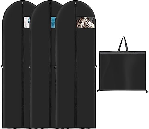 Yitriden 3 Stück Kleidersack Lang 180 cm x 60 cm, Hochwertige Kleidersäcke mit Reißverschluss, Faltbare Atmungsaktive Kleidersack für Brautkleider Abendkleider Lange Mäntel
