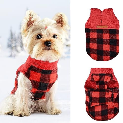 Dog Sweaters for Small Dogs Girl Boy, Stretch Fleece Pet Dog Clothes with Leash Hole, Fall Winter Warm Puppy Sweater for Chihuahua Teacup Shih Tzu Yorkie, Tiny Doggie Outfits, Cat Apparel