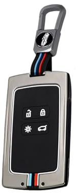 ontto Autoschlüssel Hülle Passt für Renault Koleos Kadjar Scenic Megane Espace Clio Kangoo Arkana Dacia Duster Schlüsselhülle Schutzhülle Metall Schlüsselanhänger Schlüssel Etui Cover Zubehör-Schwarz