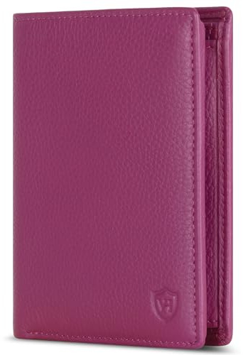 VON HEESEN Leder Geldbörse RFID Schutz I Echtleder Geldbeutel für Damen & Herren I Portemonnaie Brieftasche Wallet Portmonee (Pink)