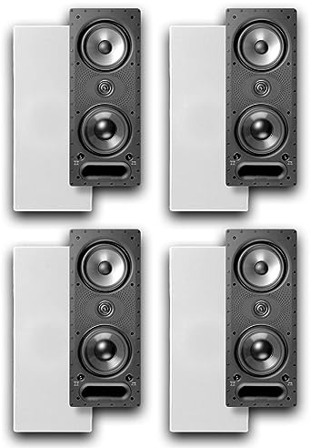 Polk Audio Vanishing Series 265-LS in-Wall 3-Way Loudspeakers | 4 Speakers | Rotating Cam System for Easy Installation | White Grilles