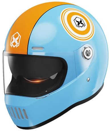 Vollhelm Motorradhelm mit Doppelvisier Integralhelm DOT/ECE Geprüft Anti-Fog-Doppelspiegel Sturzhelm für Erwachsene Damen Herren A,54-61CM
