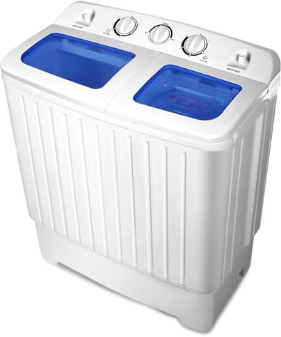 GiantexUK Twin Tub Washing Machine, 8KG Compact Washing Machine and Spin Dryer Combo with Timer Control & Drain Pipe, Mini Portable Washer for Dorm Apartment RVs