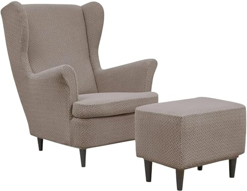 Sesselüberwürfe Elastisch 3-teilig Sesselbezug Ohrensessel Überzug Mit Ottomane Schonbezug Ohrensessel Bezug Bezug Sesselhusse Stretch Husse Für Ohrensessel ( Color : #1 , Size : Wingback Chair Cover