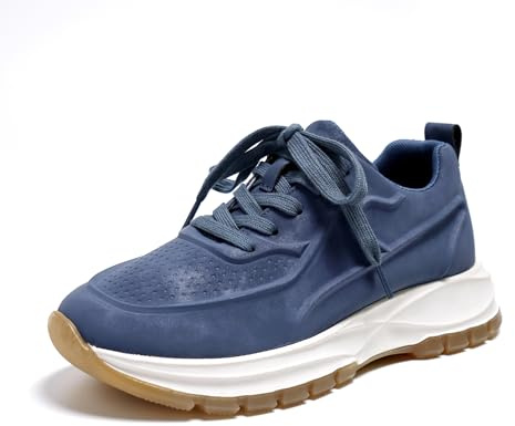 JOMIX Sneakers Donna Casual Scarpe Eleganti Sportive Zeppa Comode da Ginnastica Scarpe Traspirante Leggere da Camminata Fitness Palestra SD2402 (Blu, 38)