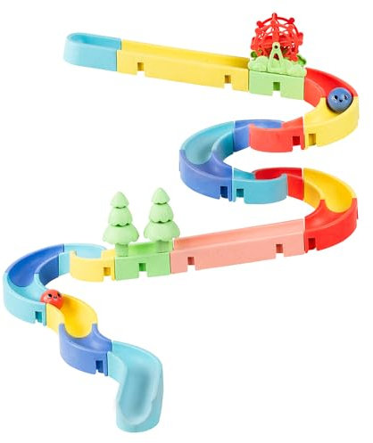 Tiger Tribe: Waterslide: Marble Run - ECO - Juguete interactivo para la hora del baño, diseña y construye tu propio tobogán acuático de bola, 2 divertidas bolas faciales, STEM, niños a partir de 3