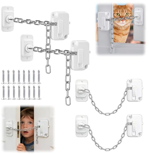 4pcs Window Locks for Upvc Windows, Self Adhesive Window Restrictor Locks for Child Pets Safety, Versatile Adjustable Window Lock with Screws for Cabinet, Refrigerator