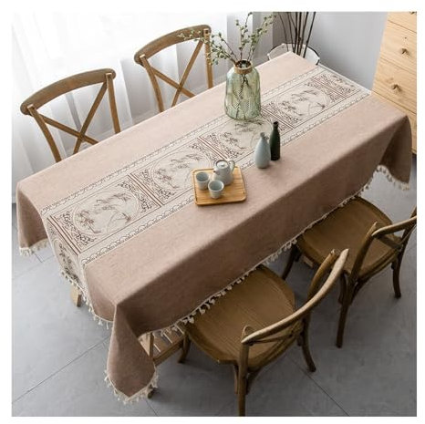 Abwaschbare Tischdecke Kaffee, Polyester Tischdecke Pflanzen Tischtuch Rechteck 100x160CM