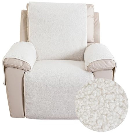 FANSU Sofa Armlehnenbezüge Lamm Samt, Sesselschoner für Relaxsessel Sesselauflage, Fernsehsessel Schutzbezug, 1 Sitzer Sofa Bezüg Sesselüberzug für Zuhause mit Haustieren (Weiß,M: 76x231cm)