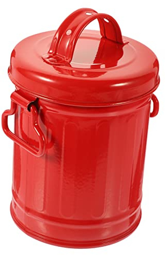 VOSAREA Poubelle de Bureau en Fer Rouge avec Couvercle, Rangement Créatif | Grosse Capacité, Porte-Stylo Pratique pour Fournitures Scolaires et Objets du Quotidien, Seau Décoratif