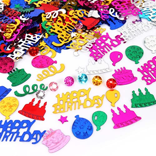 ZHIHUI Colorful Assorted Happy Birthday Confetti, Multicolor Table Confetti Bag, Rainbow Party Decorations Table Decor Cards Sprinkles Women Gifts 30g