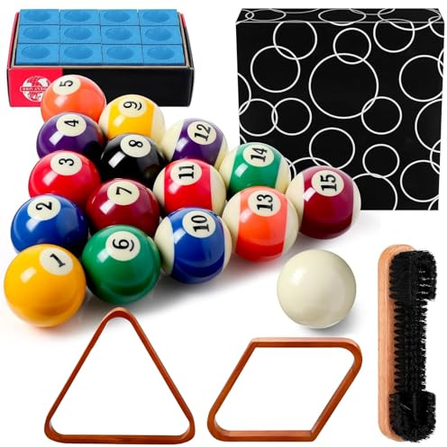 PullCrease 31 Pcs Pool Table Balls Billiard Accessory Kit with 16 Table Balls 1 Triangle Billiard Rack 1 Diamond Holder 12 Rack Cue Chalks 1 Brush for Friend Travel Office Desk Games Bartop(Gold)