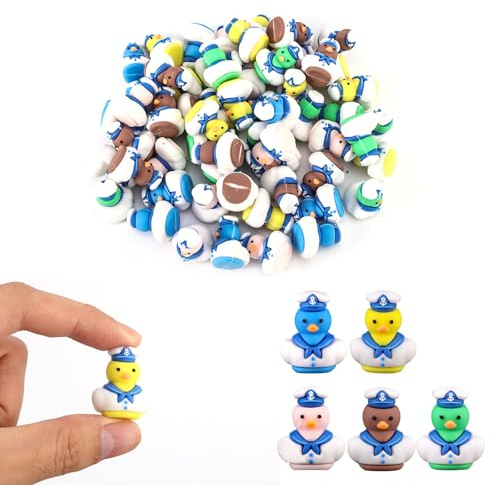 60 Stück Gummiente Klein, Kleine PVC-Kapitän-Segelboot-Ente Segel-Gummienten Kreuzfahrt-Spielzeug für Badespielzeug Partygeschenke (Braun, Gelb, Blau, Grün, Pink)