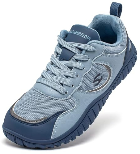 HOBIBEAR Unisex barfotaskor | bred tåbox | ventilerande fritidssneaker, blå, 46 EU bred