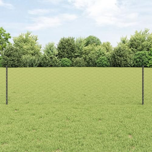 Juroupi Fence Posts 11 pcs U-Channel Grey 60 cm Steel, Hexagon Fence Grey 0.6x25 m Steel,Building Materials,Posts,Fence Posts,Garden Fence Posts-3336852
