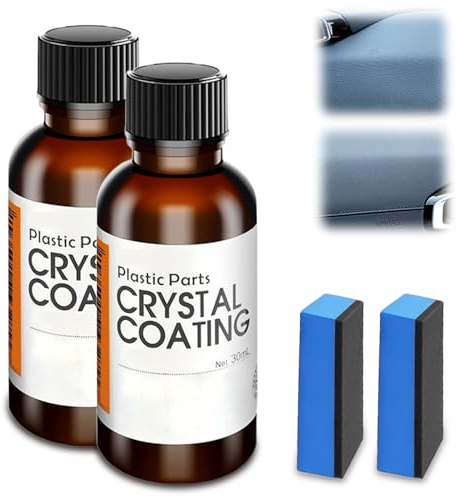 Kunststoffteile Kristalline Beschichtung, 2025 Neu Kunststoffpflege Auto Crystal Coating, Kratzer Entferner Auto, Car Scratch Remover, Car Plastics Restorer mit SpezialschwäMmen (2PCS)
