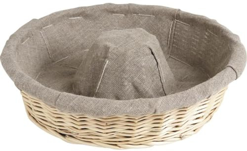 AUBRY GASPARD - Banneton Couronne Entoilé en Osier Blanc Ø30 H8,5 cm - Doublé 100% Lin - Idéal pour Une Cuisson Parfaite du Pain - Couleur Blanche - Taille 30 cm