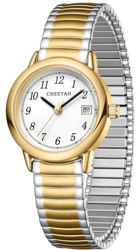 CHEETAH Orologio da polso da donna al quarzo, color oro, impermeabile fino a 3 atm, regalo minimalista casual per donne, sorelle, mamme, Argento Bianco (Oro argento bianco)