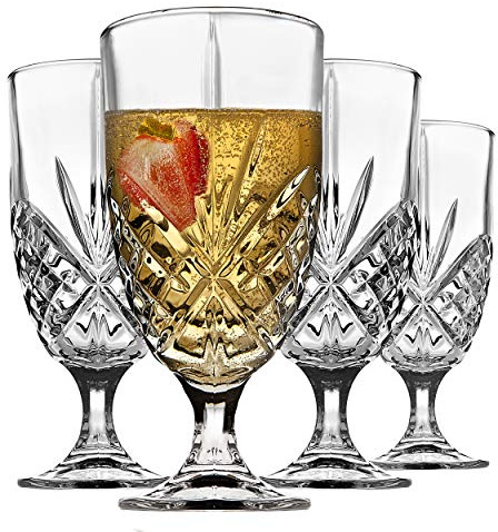 Iced Beverage Glasses, 16oz Water Goblets, Set of 4, Dublin Crystal Glass
