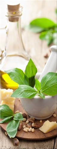 artissimo, Glasbild, 30x80cm, AG1872A, Kitchen I, Küchenbild hochkant, Kräuter, grün, Bild aus Glas, moderne Wanddekoration aus Glas, Wandbild Wohnzimmer modern