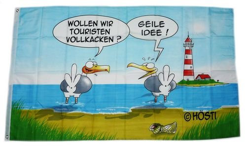 Fahne/Flagge Touristen Leuchtturm Möwen 90 x 150 cm