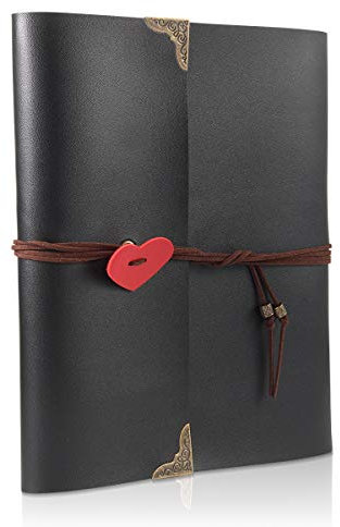 Selbstgestalten Fotoalbum,ThxMadam Leder Scrapbook Album Foto Buch Hochzeit Gästebuch DIY Vintage Fotobuch mit 60 Schwarze Seiten für Weihnachten Geburtstag Jahrestag Geschenk für Mutter Freund