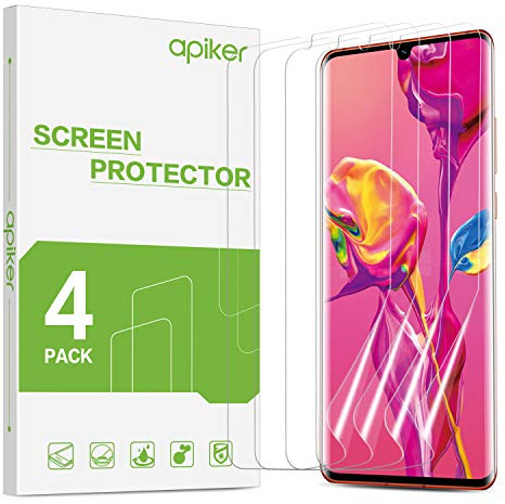 apiker 4 Stück Schutzfolie für Huawei P30 Pro | Huawei P30 Pro Displayschutzfolie, Anti-Kratzen, Anti-Öl, Anti-Bläschen, Hohe Definition, Hohe Empfindlichkeit