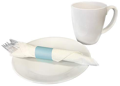 Raise Products Paper Napkin Bands Self Adhesive | Paper Napkin Rings Self-Adhering | Pre-Cut | Disposable | Safety Glue | Bond Paper | Pack of 500, 4.25 x 1.5, Sky Blue