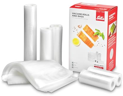 Solis 5 Rolls of Film and 50 Vacuum Bags - Ideal for Use with Solis Vacuum Packaging Machines - BPA Free