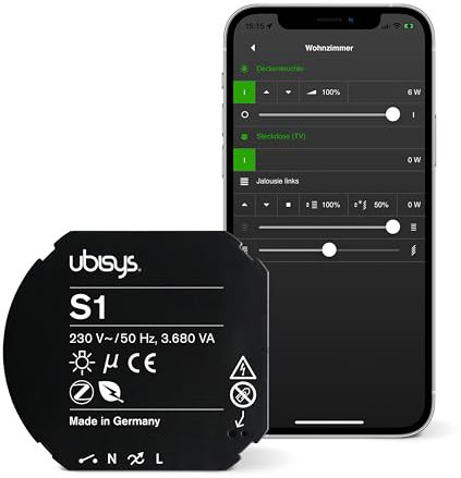 ubisys Zigbee Schaltaktor S1: Zigbee Funk-Schalter zum Nachrüsten | Bis zu 3.680VA schalten | Für eine intelligente Beleuchtung bzw. Verbrauchersteuerung in Ihrem Smart Home.