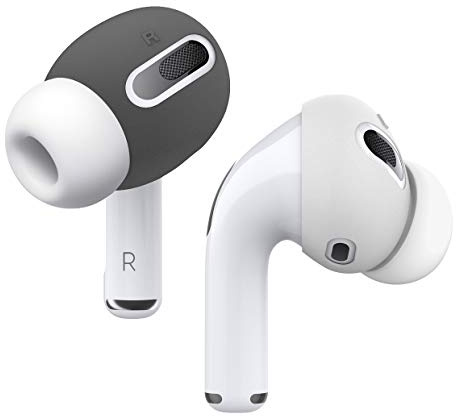 elago Öronsnäcksskydd för AirPods Pro | Halkfritt Silikonskydd, Reptåligt, Passar Fodral (1 Par per Färg) (Mörkgrå + Vit)
