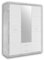 Stella Trading STONE Eleganter Kleiderschrank mit viel Stauraum & Spiegeltür - Vielseitiger Drehtürenschrank in Beton-Optik & Weiß - 151 x 198 x 55 cm (B/H/T)