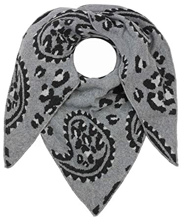 Zwillingsherz Dreieckstuch Stola Schal mit Kaschmir und Wolle für Damen Mädchen Jungen Kinder - Hochwertiges Cashmere Halstuch im Leo Muster Motiv - Damenschal für Sommer Herbst Winter - gra