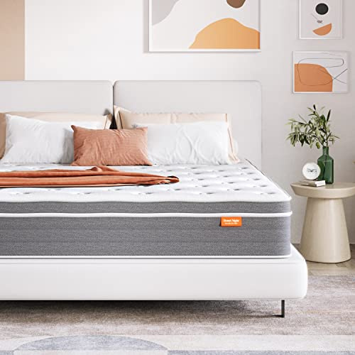 King Size Mattress 5FT, Sweetnight 8 Inch Memory Foam Sprung Mattress King- Individually Wrapped Pocket Springs Hybrid Mattress with Gel Memory Foam for Motion Isolation & Cooler Sleep(150x200x20cm)
