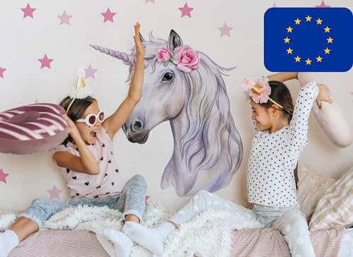 Osomhome | Wandtattoo Kinderzimmer Einhorn Wandbild I Wandsticker Junge Babyzimmer Mädchen Aufkleber | Wanddeko Wohnzimmer | os2030 (170 x 163 cm)