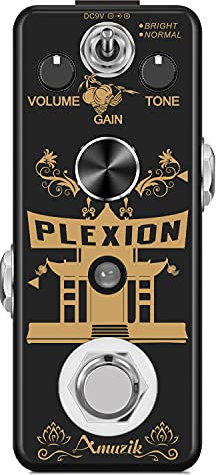 Amuzik Plexion Effect Pedal Distortion Pedal for Guitar & Bass with Bright & Normal Modes True Bypass