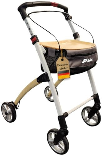 FabaCare Indoor Rollator Jaguar, schmal mit Tablett, Leichtgewicht Wohnungsrollator faltbar, Heimrollator, bis 100 kg, Supreme
