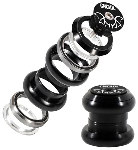 CNC 1-1/8 Bike Headset 34mm 44mm 41.8-52mm 44-55mm 44-56mm, Bicycle Headset Threadless Straight Tapered Tube Double Sealed Bearings Headset for Mountain Bike/MTB/BMX Road Bike. (Straight Tube-34mm)