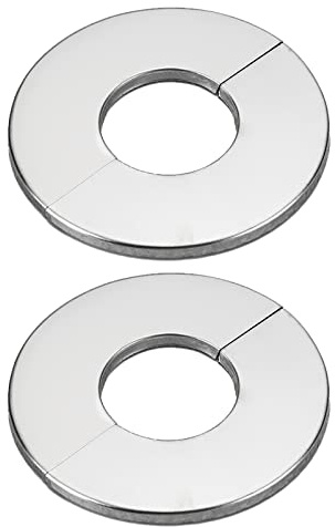 Wall Split Flange Pipe Covers Chrome, Drain Pipe Cover Pipe Snug Stainless Steel Round Escutcheon Plate for Diameter Pipe, 2Pcs Radiator Pipe Collars, Sliver (35mm)
