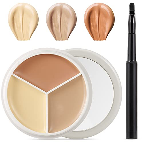 Erinde 3 Farben Concealer Contour Palette, Creme Concealer, Contour and Brighten 3 in 1, Custom Blend Korrigiert & Kaschiert Augenringe, Hautunreinheiten, Wasserdicht Langanhaltend, 15g