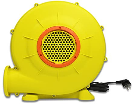 Froadp 350W Ventilateur d'air du Château Gonflable Pompe Gonfleur Electrique Portable avec Poignée et Piquet de Terre 1650Pa Faible Bruit Souffleur pour Jeux Gonflables (Jaune+Orange)