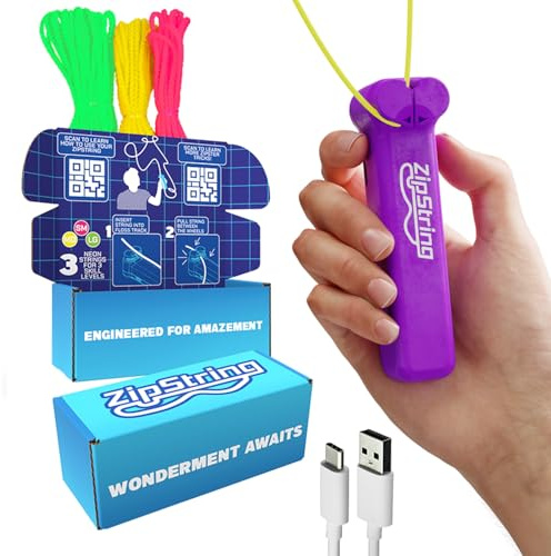 ZipString String Rope Launcher, Viral Fidget Toy, Violet | Viral Handheld String Launcher for Indoor & Outdoor Fun, Cool Fidget Toy for Kids & Adults, Violet