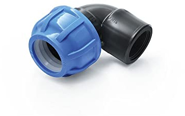 PP-koppling med 90° vinkel och inre gänga 32 mm x 3/4 tum, megastort urval, alla storlekar av skruvanslutningar för PE-rör med klämringskoppling, för dricksvatten, vinkel