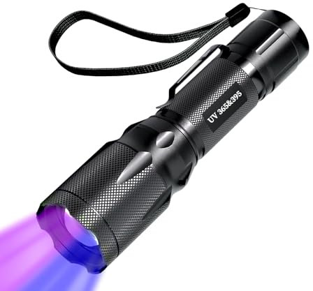 EOWCO UV Light Flashlight, 365nm 395nm Black Light Flashlights, Handheld Ultraviolet Blacklight Torch, Detector for Pet Urine Stains, Resin Curing, Rocks & Scorpions Finder, Home Detecting